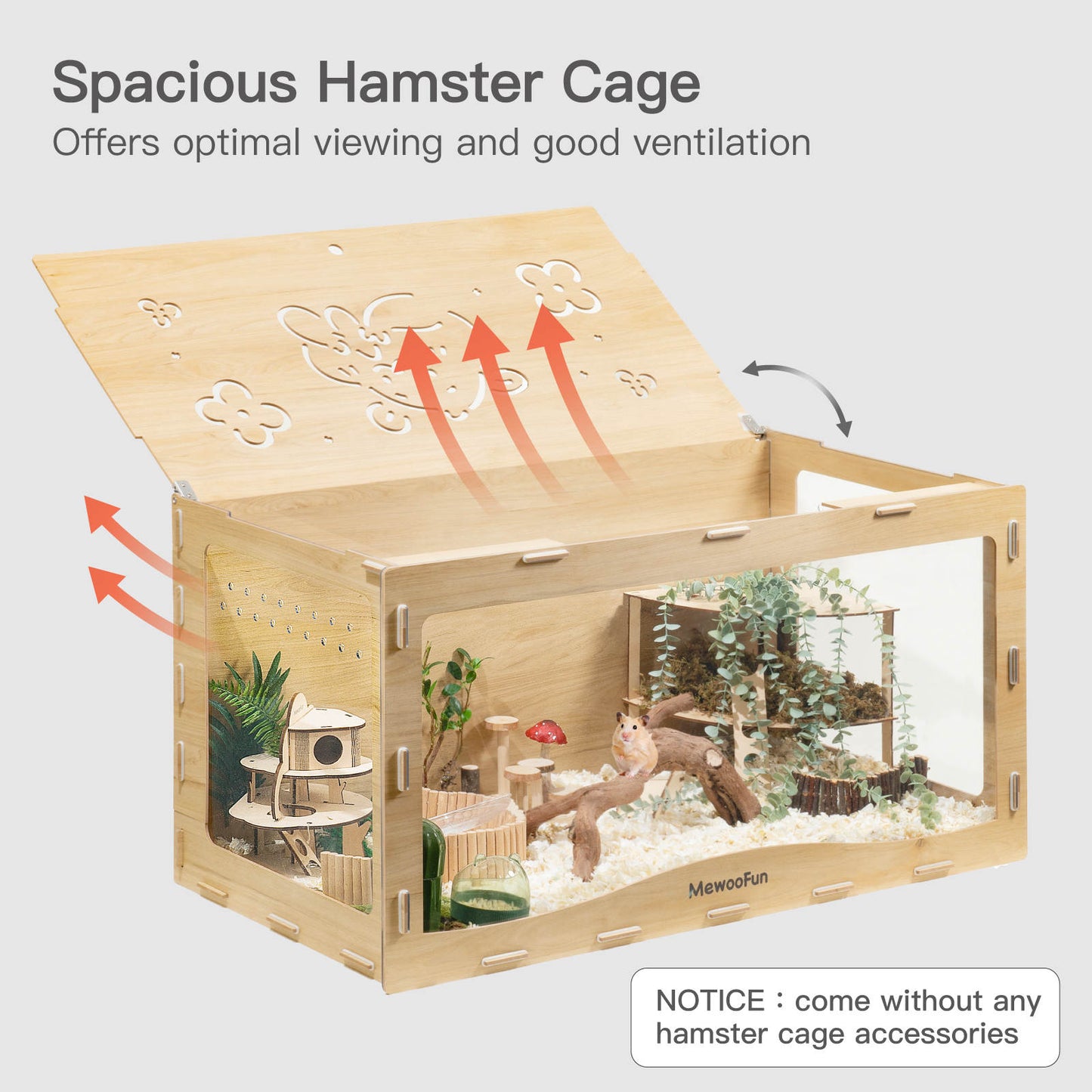 MEWOOFUN 101x50x50cm Wooden Hamster Cage Large for Syrian Hamster Dwarf Hamster Gerbils Mice